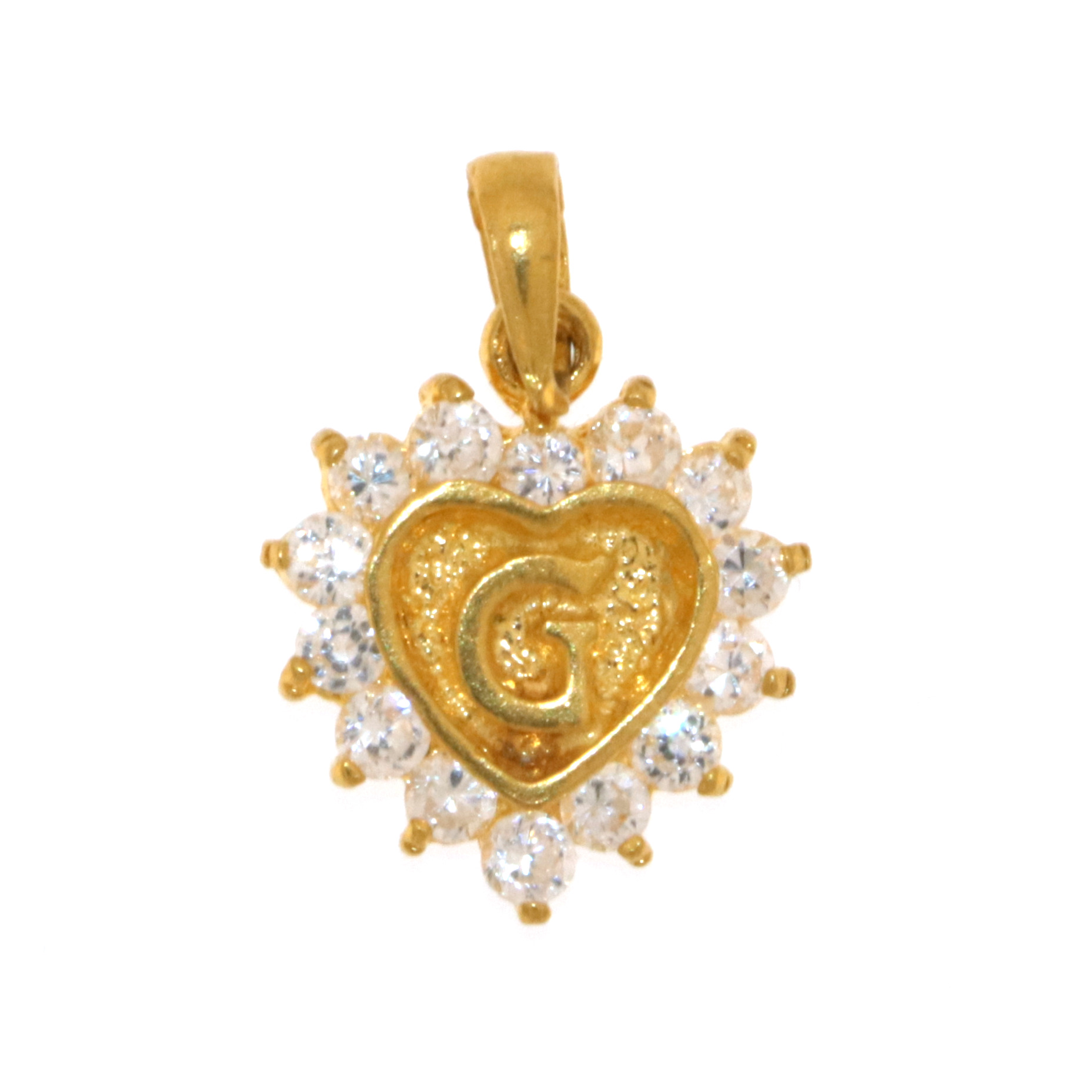 22ct Real Gold Asian/Indian/Pakistani Style 'G' Heart Pendant